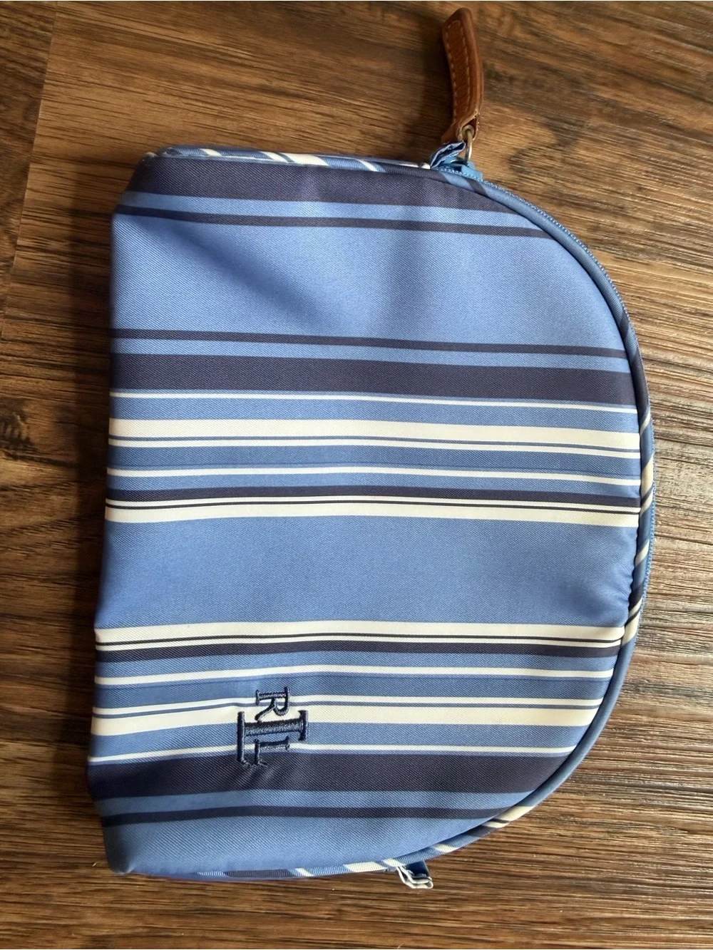 Ralph Lauren Small Blue Stripped Zipper Makeup Clutch